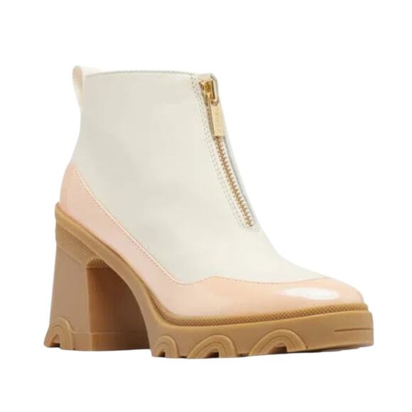 NWOT Sorel Brex Chalk Peach Platform Heeled Waterproof Chelsea Boots – Sz 9.5 - Picture 1 of 8